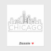 City Skyline von Chicago zeichnend Aufkleber (Blatt)