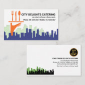 City Skyline Waiter für Catering Visitenkarte (Vorne/Hinten)