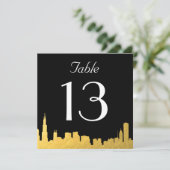 City Skyline Wedding Tischnummer Card (Stehend Vorderseite)