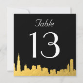 City Skyline Wedding Tischnummer Card (Rückseite)