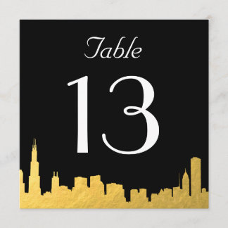 City Skyline Wedding Tischnummer Card