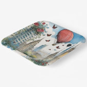 City Skyling Rose Schmetterlinge und Heißluftballo Pappteller (Gewinkelt)