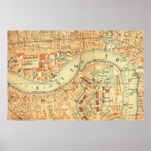City Slickers - Vintage Karte London Themse Poster (Vorne)