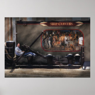 City - South Street Seaport, NY - Ship Carvers Poster