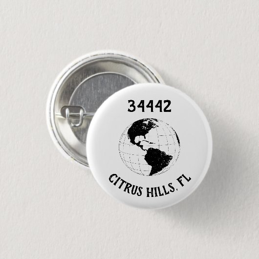 City Staat Zip Code Globe Weltkarte Button (Vorne & Hinten)