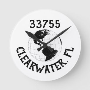 City Staat Zip Code Globe Weltkarte Runde Wanduhr