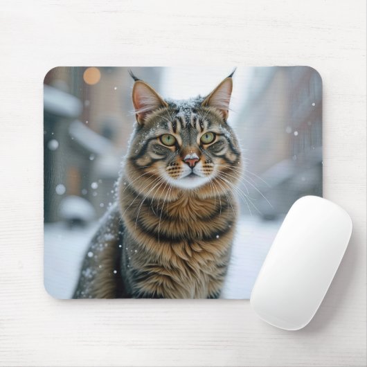 City Street Chat in Snow Mousepad (Mit Mouse)