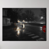 City Street Corner auf einem Rainy-Abend Poster (Vorne)