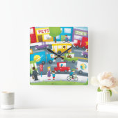 City Street Quadratische Wanduhr (Zuhause)