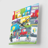 City Street Quadratische Wanduhr (Winkel)