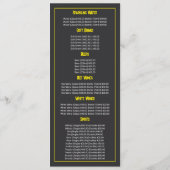 City Sunrise, Restaurant Slimline Menükarte (Rückseite)