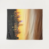 City Sunset Digital Art Pixelblöcke Wandteppich (Vorderseite (Horizontal))