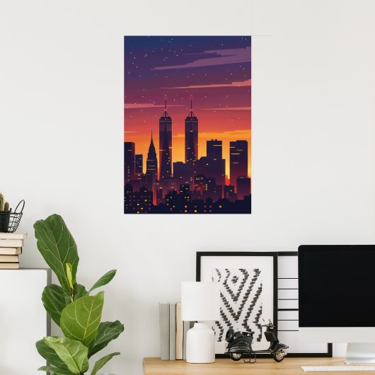 City Sunset Silhouette Poster (Heimbüro)
