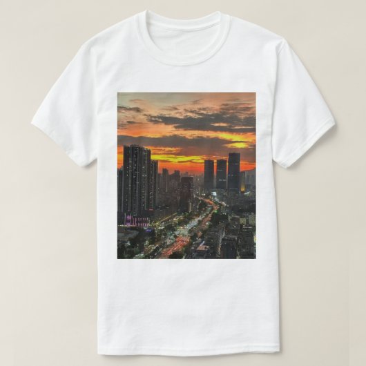 City Sunset Skyline T - Shirt (Design vorne)