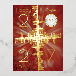 City Symmetry - Gold - neues Jahr 2026 Logo Folien Feiertagspostkarte