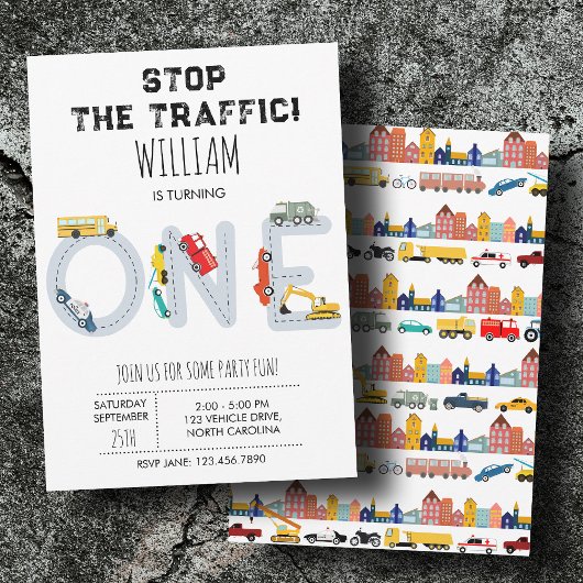 City Transportation Vehicles Truck First Birthday