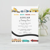 City Transportation Vehicles Truck Second Birthday Einladung (Stehend Vorderseite)