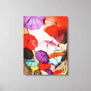 City Umbrellas Wrapped Canvas Leinwanddruck