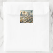 City View Quadratischer Aufkleber (Tasche)