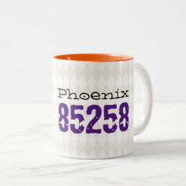 City Zip Code Neue Zuhause Harlequin Muster versch Zweifarbige Tasse