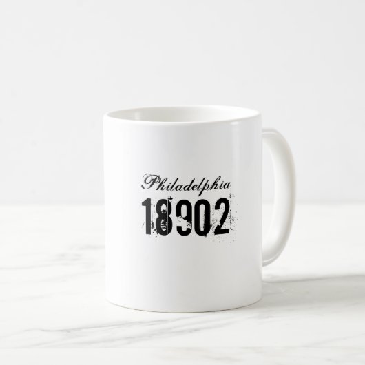 City Zip Code Verschieben Geschenk Schwarz-weiße K Kaffeetasse (VorderseiteRechts)