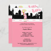 Cityscape Baby Girl Dusche Einladung (Vorne/Hinten)