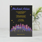 CITYSCAPE Bar Bat Mitzvah Einladung (Stehend Vorderseite)