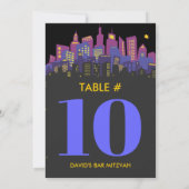 CITYSCAPE Bar Bat Mitzvah Tischnummer Card (Rückseite)