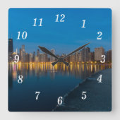 Cityscape Clock Quadratische Wanduhr (Vorderseite)