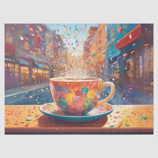 Cityscape Coffee Whimsy Seidenpapier (Vorderseite)