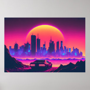 Cityscape Cruiser: Der Sonnenuntergang jagen Poster