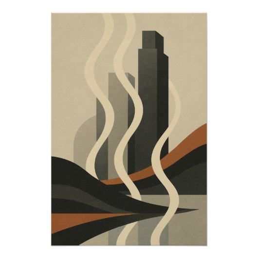 Cityscape Fumé - Ville Art Deco Poster (Vorderseite)
