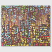 Cityscape hand drawn illustrationart,street,city,s geschenkpapier (Flach)