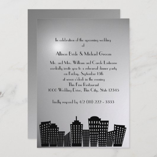 Cityscape Probe Dinner Einladung (Vorne/Hinten)