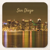 Cityscape Skyline Night California San Diego Rechteckiger Pappuntersetzer (Vorderseite)