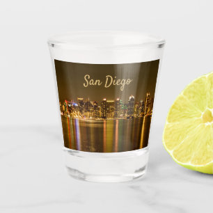 Cityscape Skyline Night California San Diego Schnapsglas