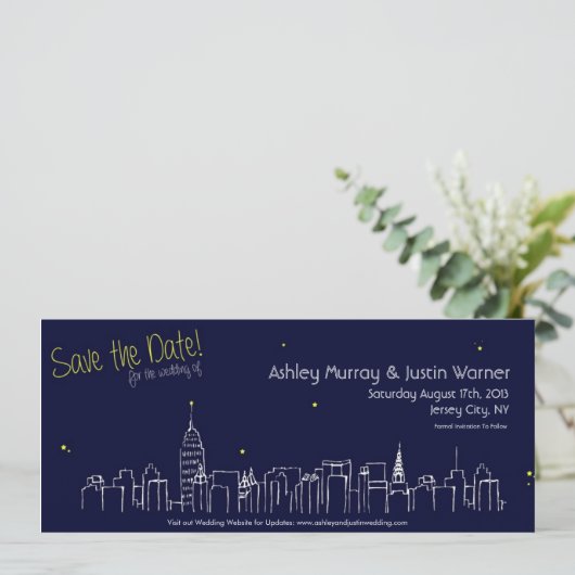 Cityscape Speichern Sie die Daten - Anpassbar! Save The Date (Stehend Vorderseite)