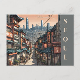 Cityscape Vintag Seoul Südkorea Reisen Asien Postkarte