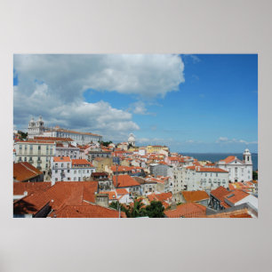 Cityview der Hauptstadt von Portugal, Lissabon Poster