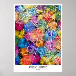 Ciudad Juárez Mexico Karte Poster