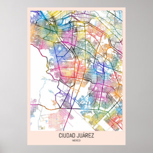 Ciudad Juárez Mexico Karte Poster