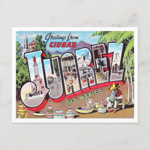 Ciudad Juarez, Mexiko Vintage Große Buchstaben Pos Postkarte