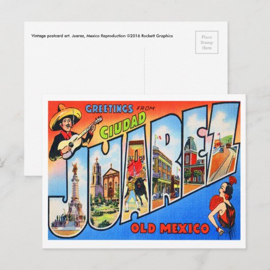 Ciudad Juarez Old Mexico Postkarte (Vorne/Hinten)