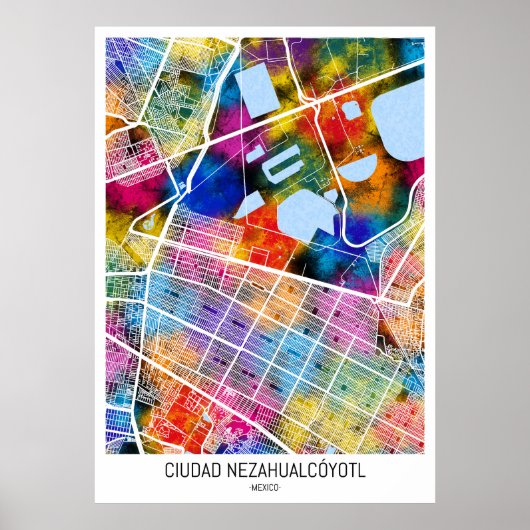 Ciudad Nezahualcóyotl Mexiko Stadtplan Poster (Vorne)