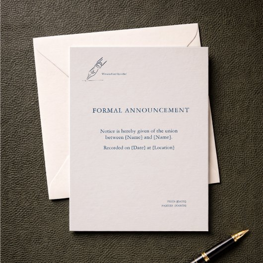 Civil Ceremony Registry Wedding Announcement Einladung