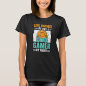 Civil Engineer By Day Gamer By Night Video Game T-Shirt (Vorderseite)