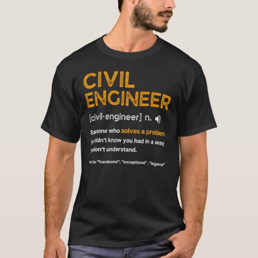 Civil Engineer Funny Definition Engineering T-Shirt (Vorderseite)