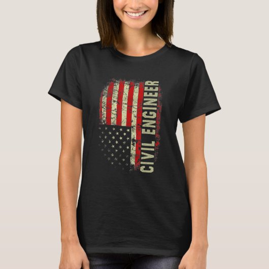 Civill Engineer 4th Of July US Flag Patriotic Engi T-Shirt (Vorderseite)