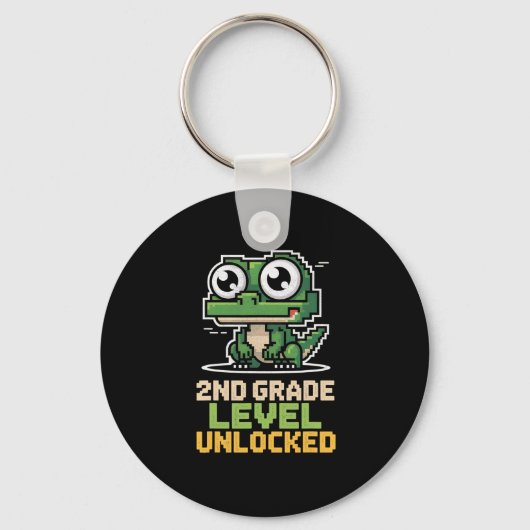 Ck To School 2nd Grade Lizard Gamer Second Level U Schlüsselanhänger (Vorderseite)