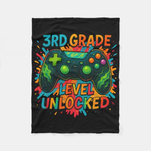Ck To School 3rd Grade Boys Gamer First Day School Fleecedecke (Vorderseite)